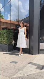Rochie cununie civila elegantă midi, rafinată, pentru ziua ta specială